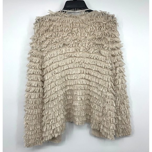 Cato Cardigan Womens Size Medium Beige Fringe Open Front Knit Boho - Picture 6 of 7